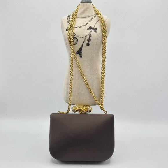 RODO Swarovski Italy Satin Handbag Clutch Purse Shoulder Evening Bag - Picture 5 of 12
